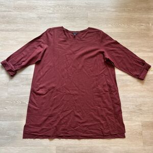 Eileen Fisher 100% Wool Burgundy Tunic-Size XL
